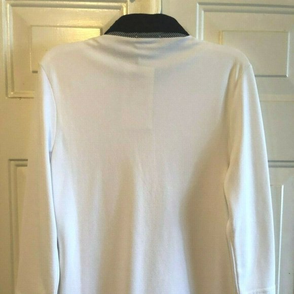 NWT $139 GOLFINO Sz 6 or S Women's Polo Shirt 5 Buttons 3/4 Sleeve White Black - Picture 4 of 12